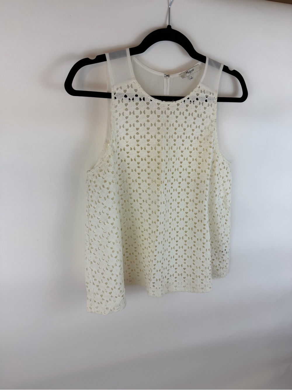 Madewell Cream Eyelet Lace Sleeveless Blouse Top Size 8 - Picture 5 of 7